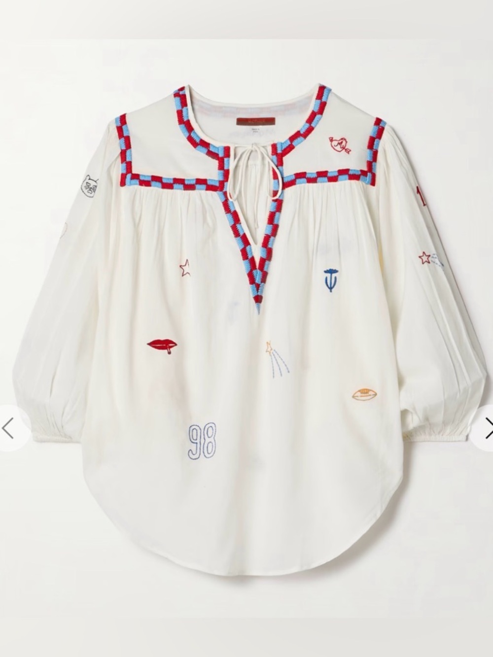 MOTHER The Breeze Yoke Top Whisper White Embroidered Boho Blouse XS NWT - Picture 2 of 7